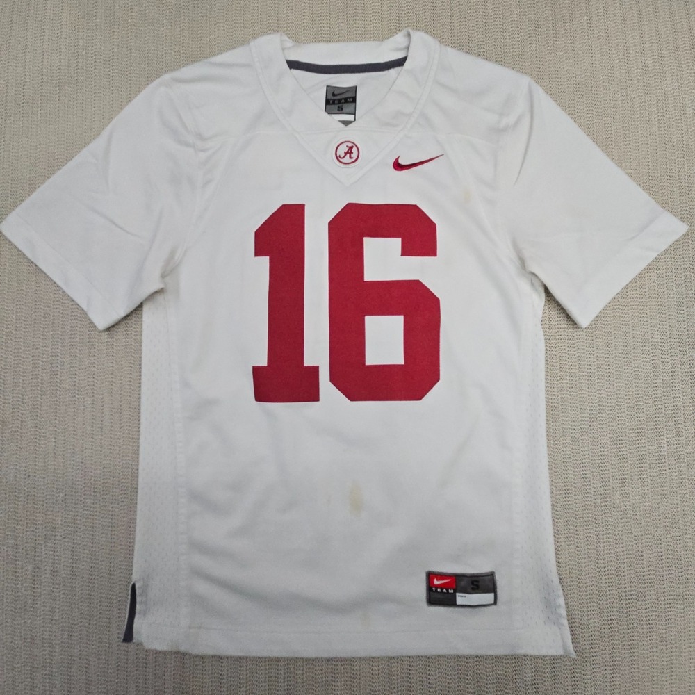 Nike Alabama Crimson Tide Jersey Shirt Mens Small White #16 SEC Football